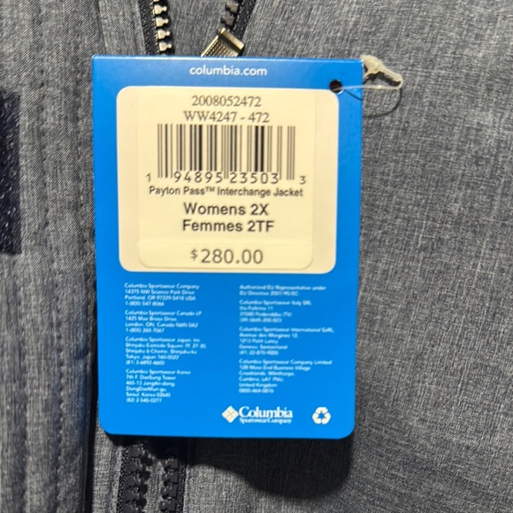 Columbia Women’s  Blue Peyton Pass Interchange Jacket 2X - Picture 6 of 8